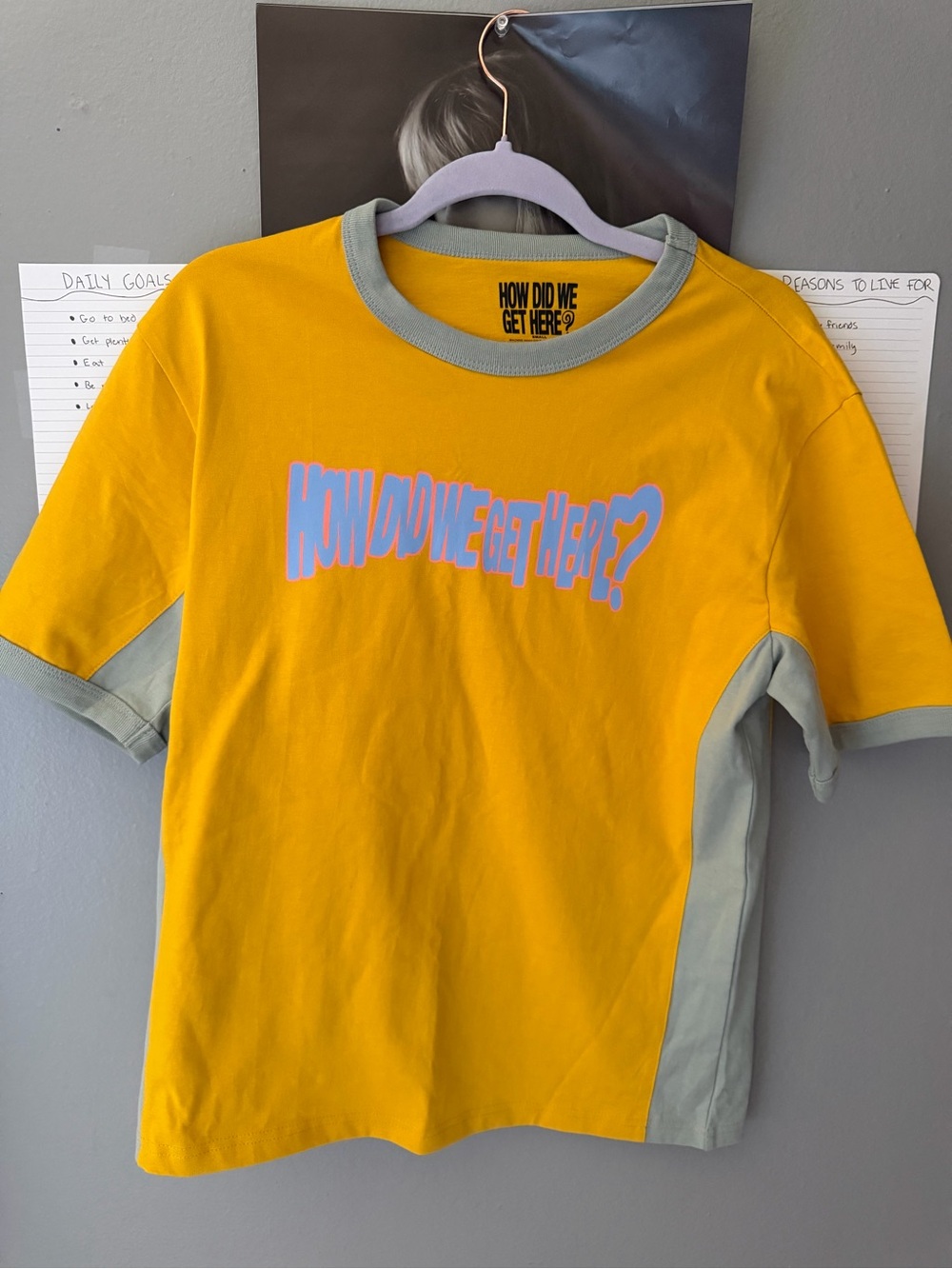 How Did We Get Here? Yellow & Gray Short Sleeve Graphic Tee
